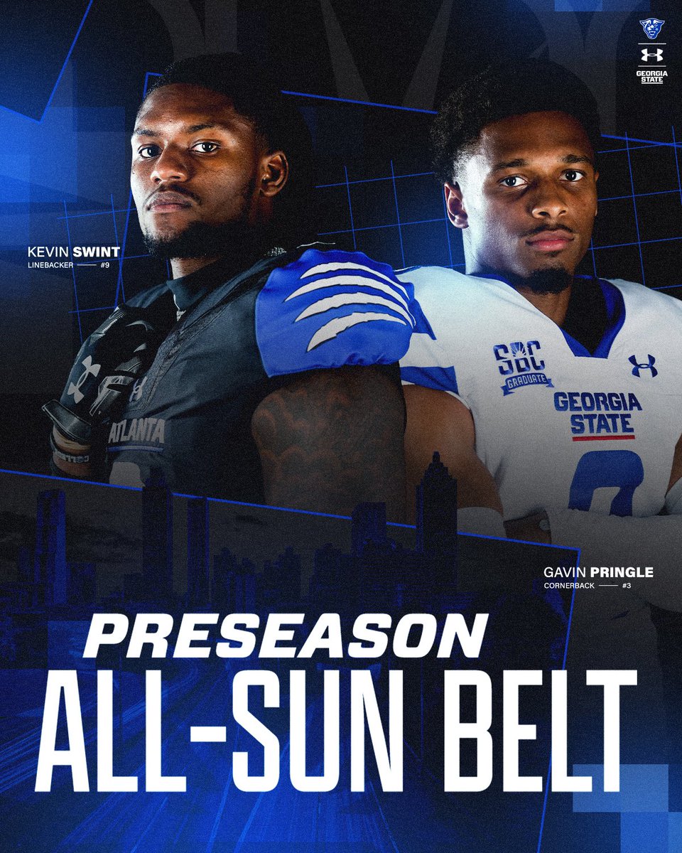 Georgia State has 2 players on the Preseason All-Sun Belt Teams. 

🔗: bit.ly/3WyBFVF

#LightItBlue | #NewAtlanta