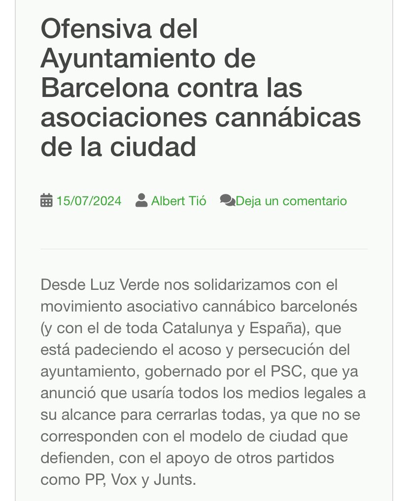 luzverde.info/category/comun… Nos sumamos a los comunicados publicados por la sociedad civil, expertos y el movimiento asociativo, que reclaman unas políticas de drogas más justas y eficaces, que tengan en cuenta a las personas con criterios de salud, justicia y transformación social💚