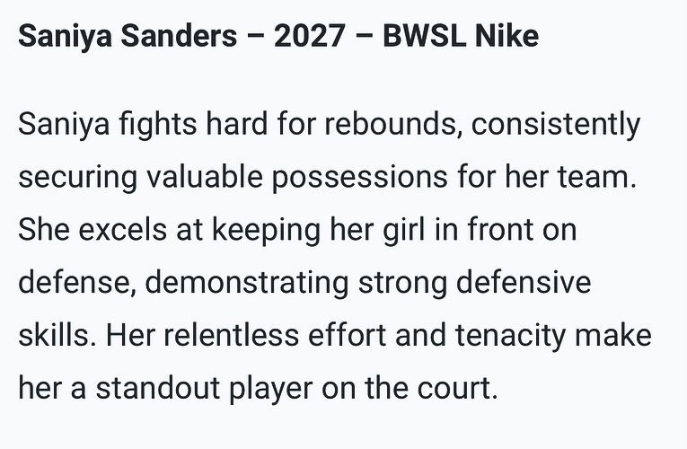Saniya Sanders (@yayeezyy5) on Twitter photo Thank you <a href="/JrAllStarBB/">Jr. All-Star Girls Basketball</a> thank coach Clark and <a href="/bwslkelly/">BWSL Nike 16U</a> for the opportunity ππ Thank you <a href="/JrAllStarBB/">Jr. All-Star Girls Basketball</a> thank coach Clark and <a href="/bwslkelly/">BWSL Nike 16U</a> for the opportunity ππ