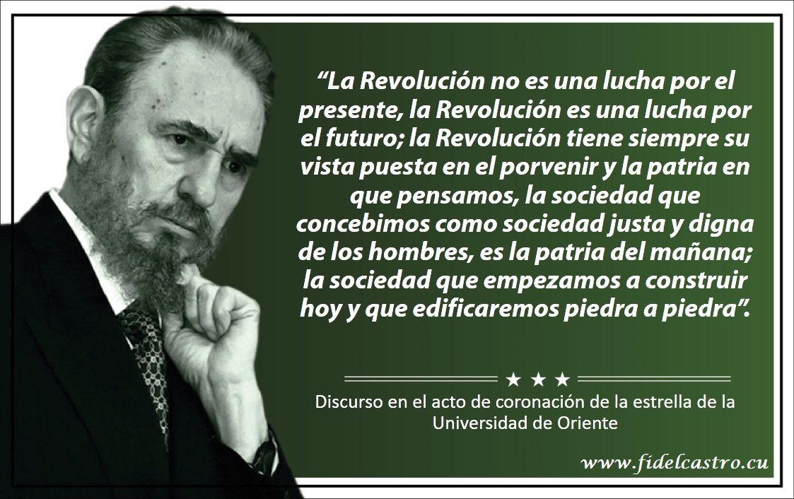 🎙️#FidelCastro “La Revolución no es una lucha por el presente, la Revolución es una lucha por el futuro; la Revolución tiene siempre su vista puesta en el porvenir y la patria en que pensamos...”.

👉 24 de julio de 1962

#Cuba #RevolucionCubana