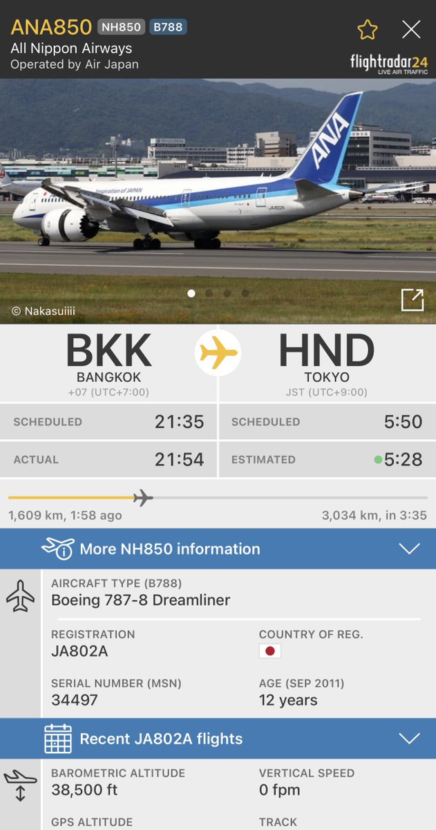 yoshu787's tweet photo. 今日は東南アジア線の代表といえる2路線が240席仕様788で運航なのか。ANAが787を運航開始した最初の数年はこれが普通だったのだろうか。
#NH844
#JA878A
#NH850
#JA802A https://t.co/PBs0T2LvkA