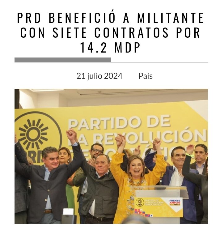 La militante del <a href="/PRDMexico/">PRD</a> recibió 14.2 mdp en siete contratos de adjudicación directa para servicios de producción, diseño y distribución de distintos materiales para redes sociales.

<a href="/Jesus_ZambranoG/">Jesús Zambrano</a>
<a href="/jesusortegam/">J. Jesús Ortega Martínez</a>
<a href="/acostanaranjo/">Guadalupe Acosta Naranjo</a>
En <a href="/REVERSOSREVERSO/">REVERSOS</a>👇

reversos.mx/prd-beneficio-…