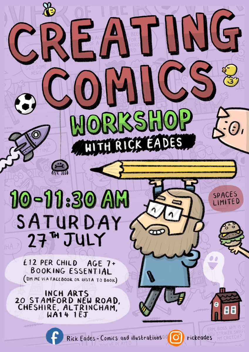 RickEadesComics's tweet photo. Hi, I’ll be running another comic creating workshop for kids on Saturday the 27th July at the Inch Arts building in Altrincham. Anyone interested, please drop me a message to book a place.
#altrincham #hale #cheshire #sale #knutsford https://t.co/KxtN7JY0fx