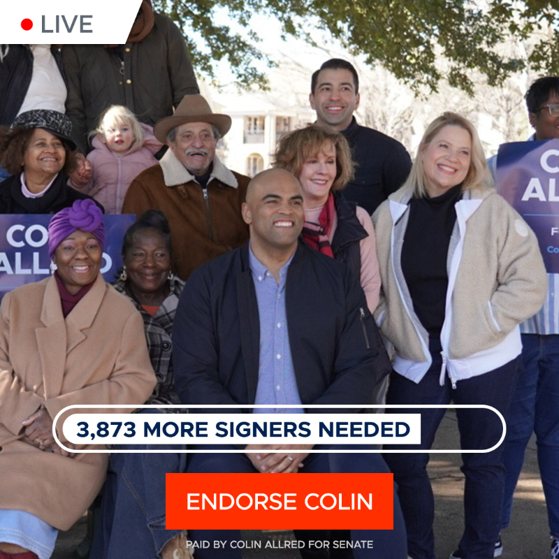ColinAllredTX's tweet photo. If you’re ready to beat Ted Cruz, please stop scrolling: I’m Colin Allred, and polls currently show me and Cruz TIED in Texas. But I need 3,873 new endorsements by midnight to continue growing our grassroots movement and pull ahead. Can I count on you to be one of them?