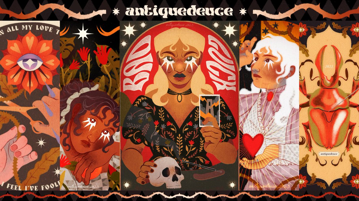 antiquedeuce's tweet image. Hi! I’m Donya — a body positive artist and a bug enthusiast, who loves everything fantasy, mythical, occult and horror! 🦷🪲🌞🗝️🤍
🪙: antiquedeuce.carrd.co
📸: Instagram.com/antiquedeuce
🧿: t.me/antiquedeuce
🔑: hipolink.me/antiquedeuce
#ArtistOnTwitter