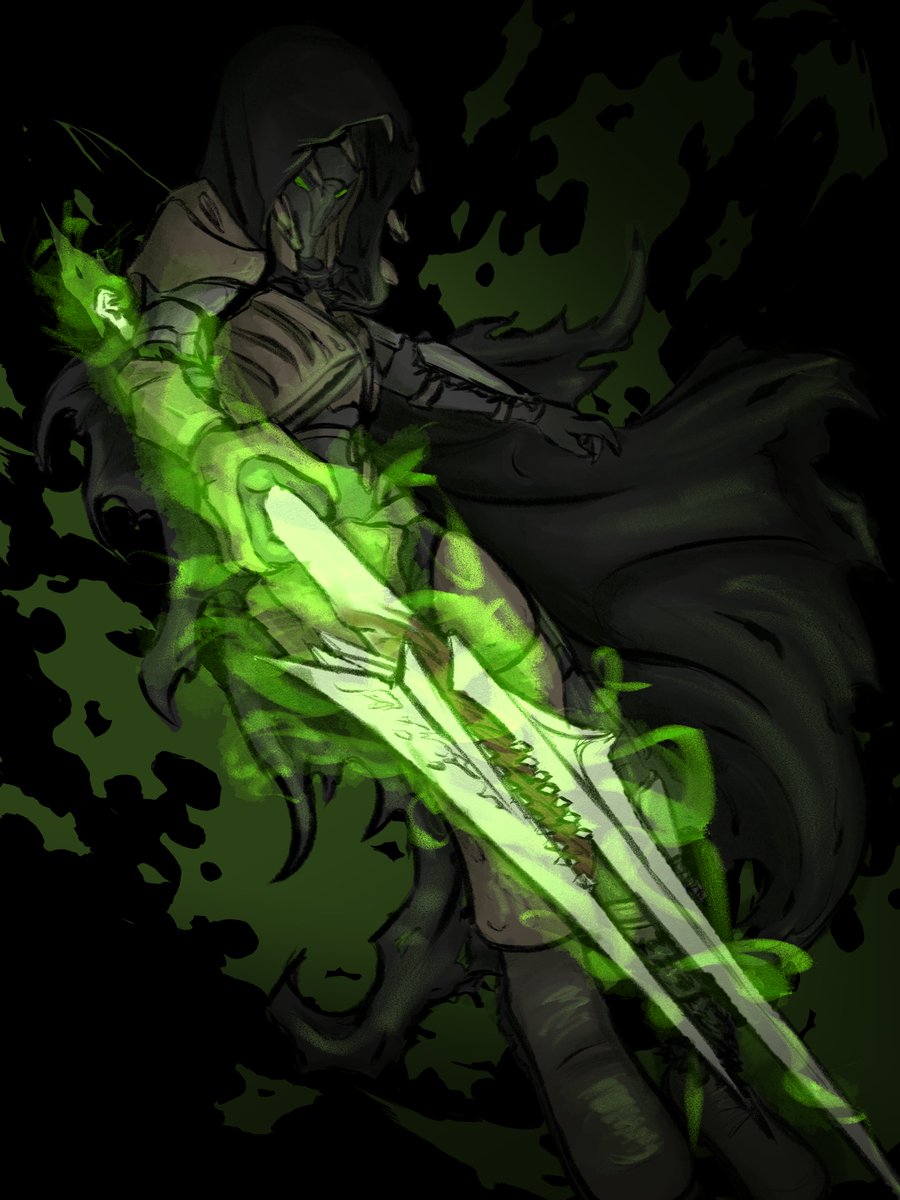 little quick sketch of my dndestiny character, got a fun little hive spear-like super as part of my characters pact with a hive worm. decided to draw it to show other players at our game and figured I would share here.