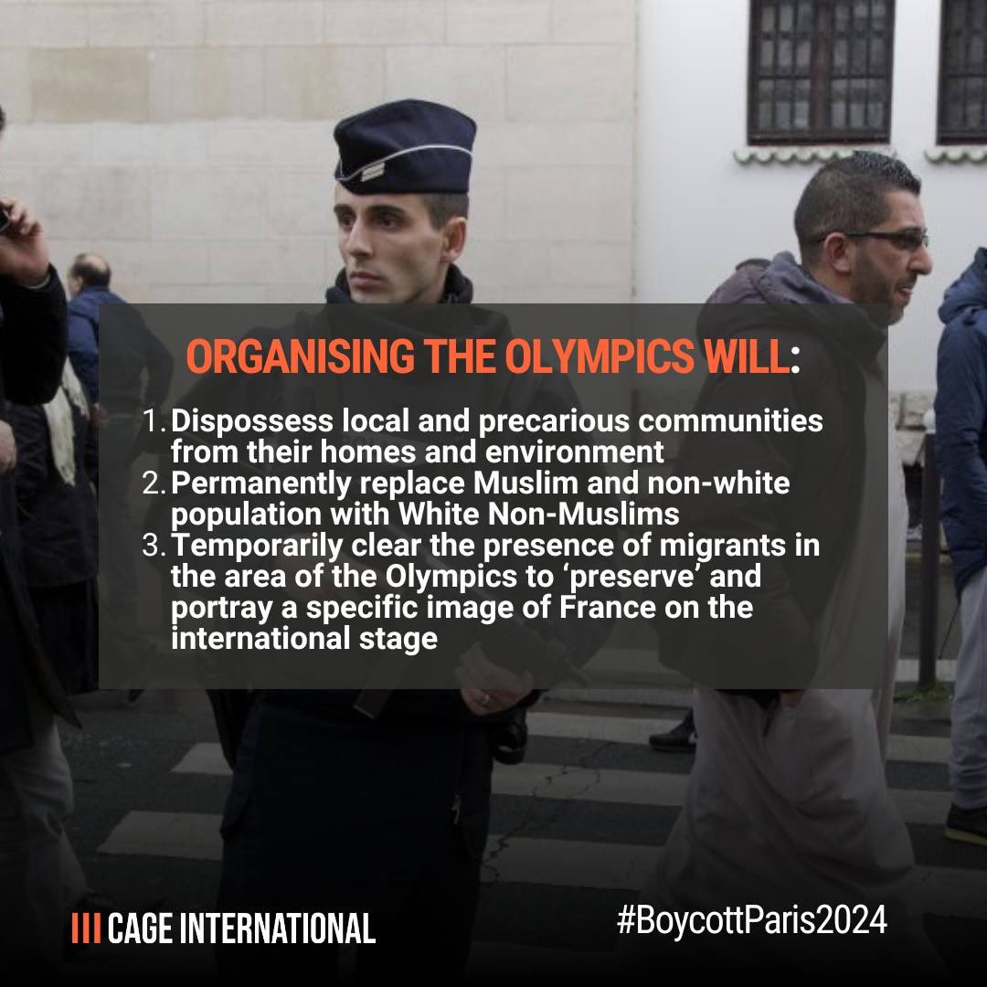 Ground-breaking Report on the Olympic Games in Paris

“The Games of Shame: Can the 2024 Paris Olympics Whitewash Genocide and Widespread Exclusion?”

The report raises alarm on the Islamophobic, genocidal, racist, elitist, destructive and repressive nature of the Olympic Games in