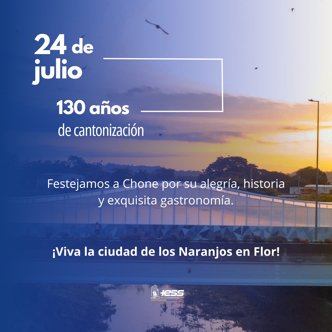 IESS_Manabi's tweet photo. El @IESS_Manabi saluda a Chone en su aniversario de cantonización.
130 años de historia y tradición.
¡Viva Chone!🎉 https://t.co/dMl1ZAksx7