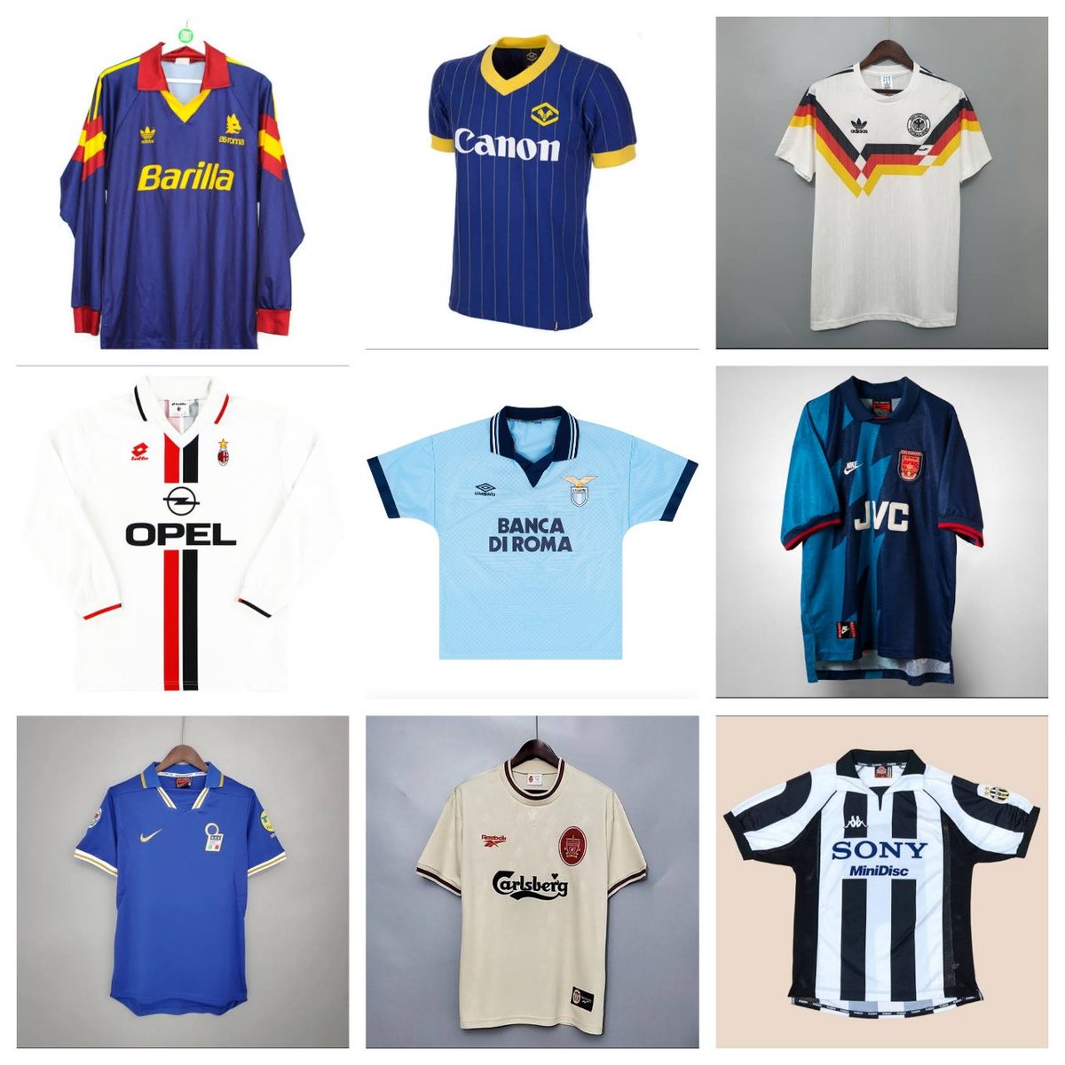 helmantaofani's tweet photo. @fajarrusalem Ralat:
- Roma 1991/1992 Third/Adidas
- Verona 1984/1985 Home/Adidas
- Jerman 1990 WC Home/Adidas
- Milan 1995/1996 Away/Lotto
- Lazio 1995/1996 Home/Umbro
- Arsenal 1995/1996 Third/Nike
- Italia 1996 Euro Home/Nike
- Liverpool 1996/1997 Away/Reebok
- Juventus 1997/1998 Home/Kappa https://t.co/lb2fvFvRTP