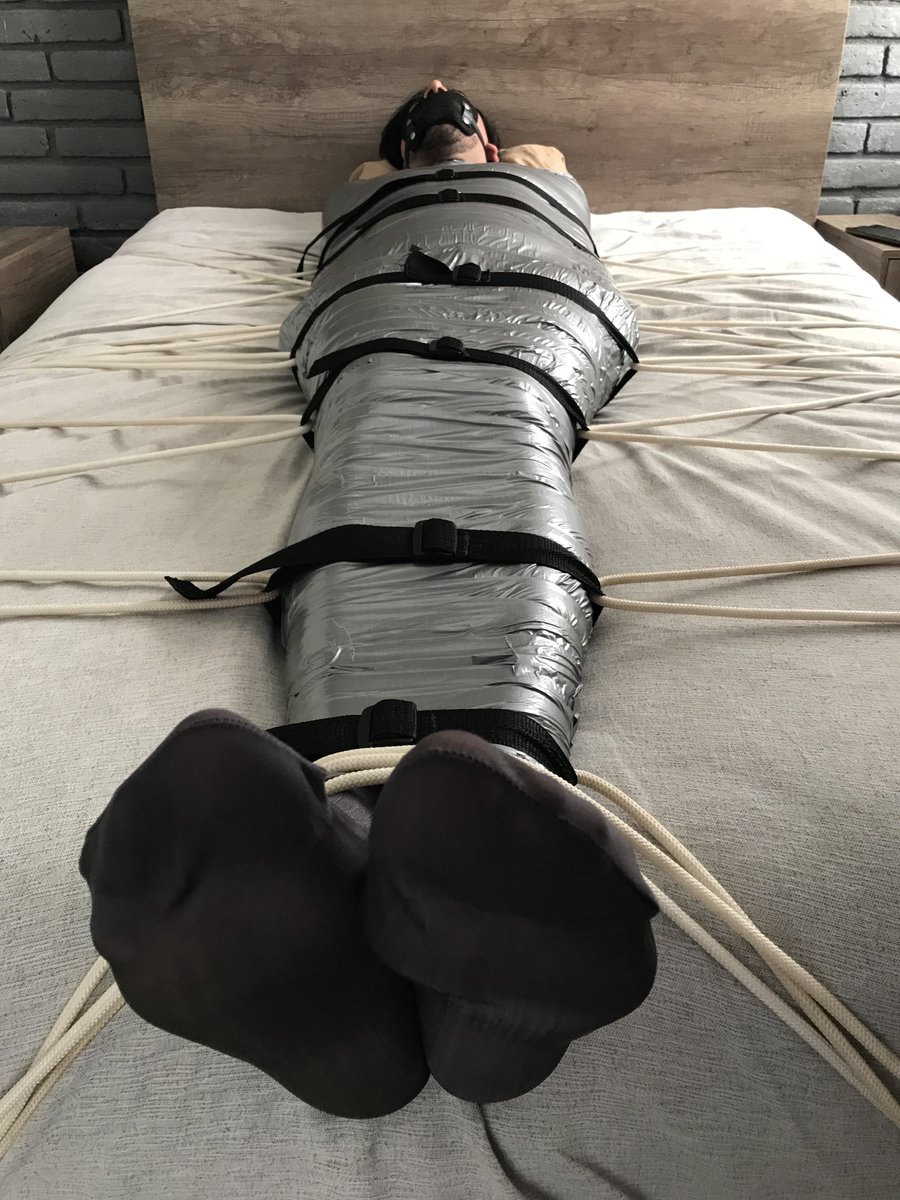 Another victim wrapped and ready for some tickling