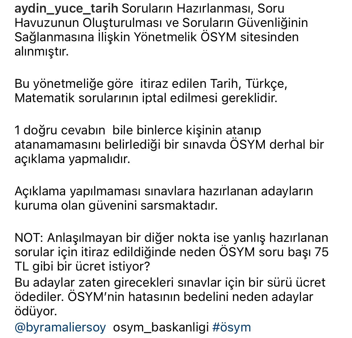 Soruların hazırlanmasına,
Soru havuzunun oluşturulmasına,
Soruların güvenliğinin sağlanmasına 

İlişkin yönetmelik;
ÖSYM’nin web sitesinden alınmıştır.
 
ÖLÇÜTLER GÖZ ÖNÜNE ALINDIĞINDA KPSS’NİN İPTALİ ŞARTTIR.

<a href="/OSYMbaskanligi/">ÖSYM</a> <a href="/nowhaber/">NOW HABER</a> <a href="/tgrthabertv/">TGRT HABER</a> <a href="/eczozgurozel/">Özgür Özel</a>
#SUSMAÖSYM