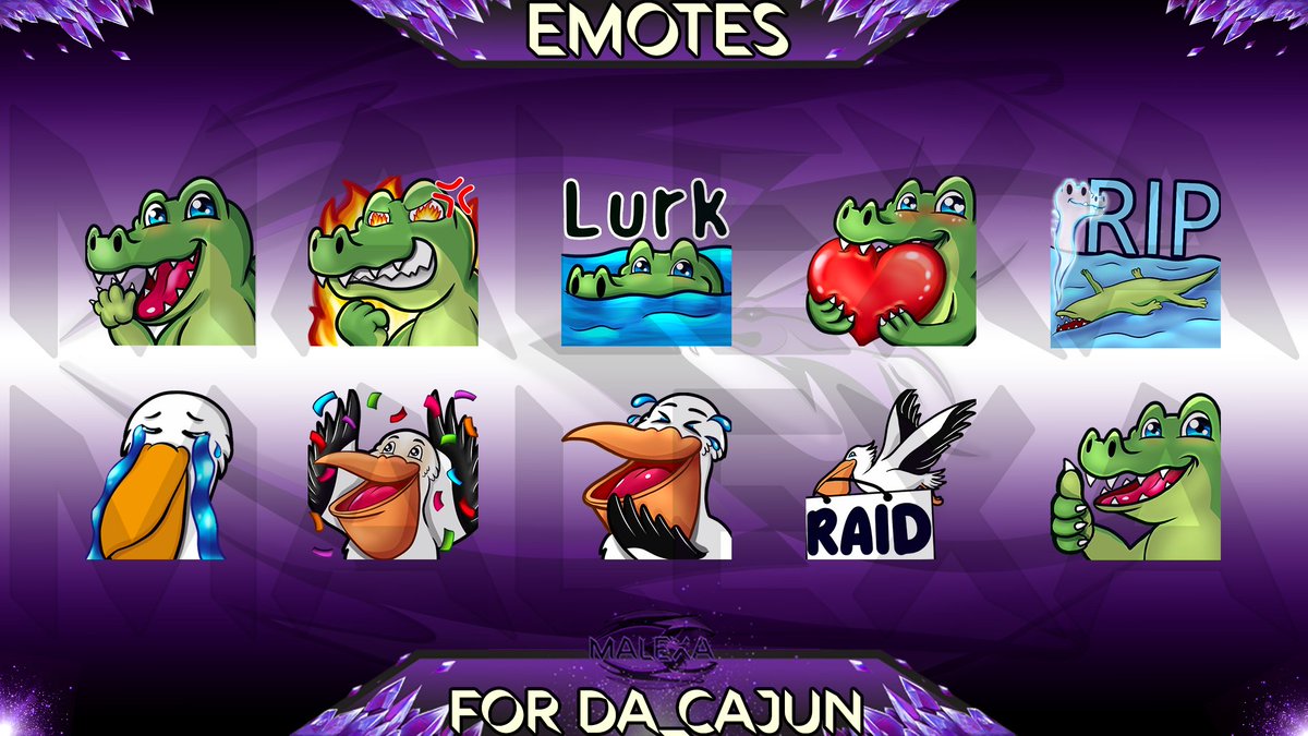 ko-fi.com/malexa 
Emotes custom commission 4 animated ones #emotes #emotestwitch #crocodile #pelican #custommade #Kofi