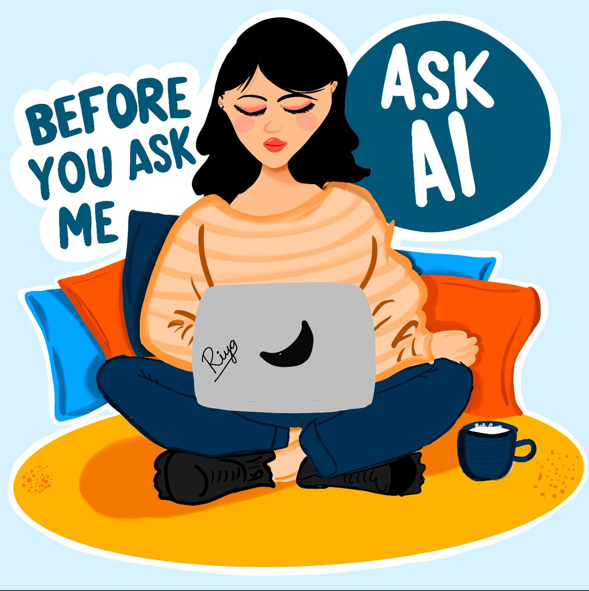 RiyaJawandhiya's tweet image. Why ask me when you can ask AI? 🤖✨ Our modern sticker is perfect for tech enthusiasts and AI fans. Add it to your laptop or notebook and show off your love for technology. Get yours now! #AISticker #TechLife #StickerLove
#StickerShop #CustomStickers #AIFan #LaptopSticker #Tech