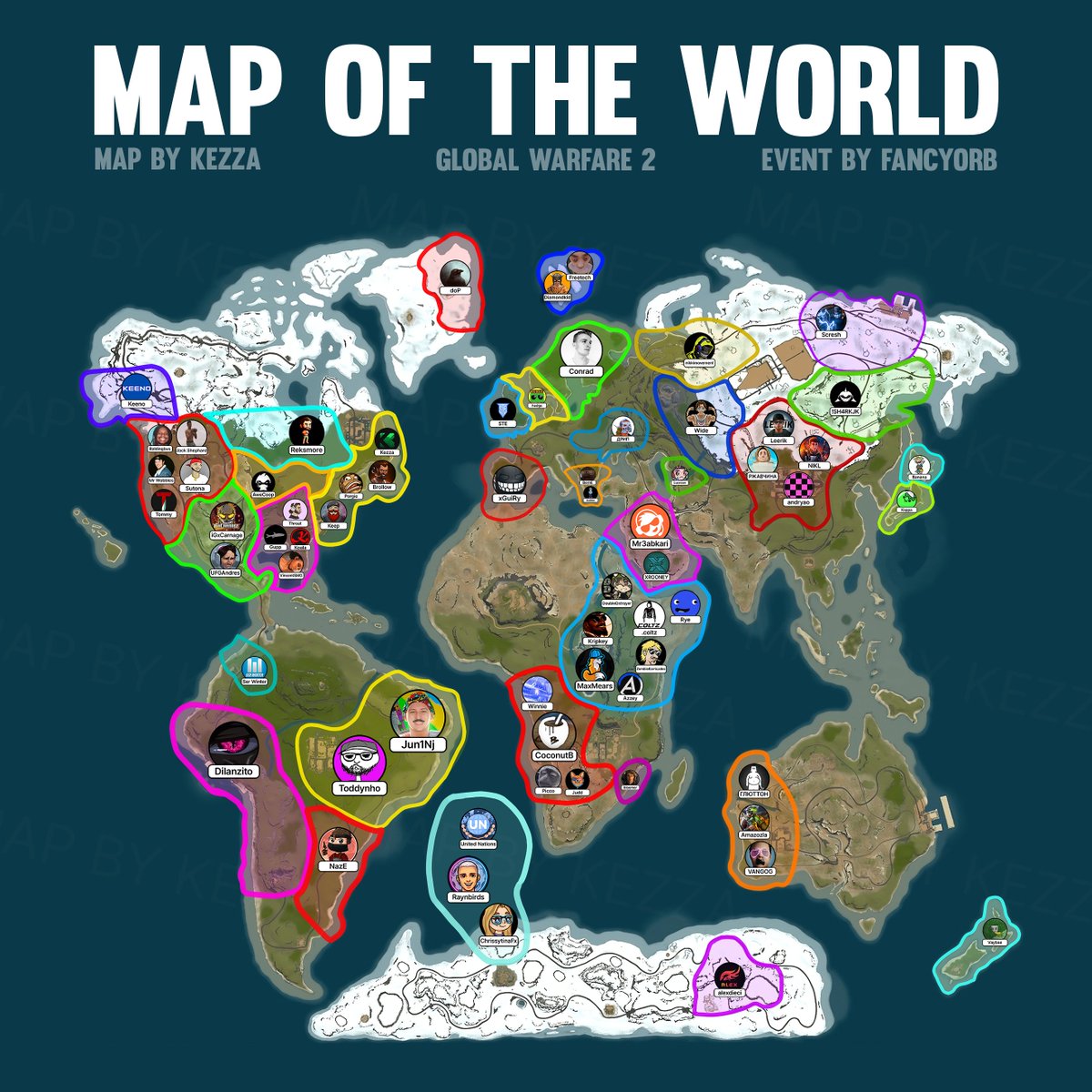 As we are 4 days away from the Global Warfare Rust event, many creators have claimed areas around the world. So many potential alliances/wars could start, we'll just have to see when the event is live

🌍If you are a creator looking to play, DM me!