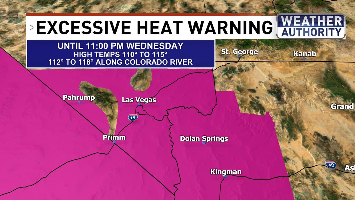 ChloeKoast's tweet image. The #ExcessiveHeatWarning has also been extended. 🥵 #WeatherAuthority #LasVegas
