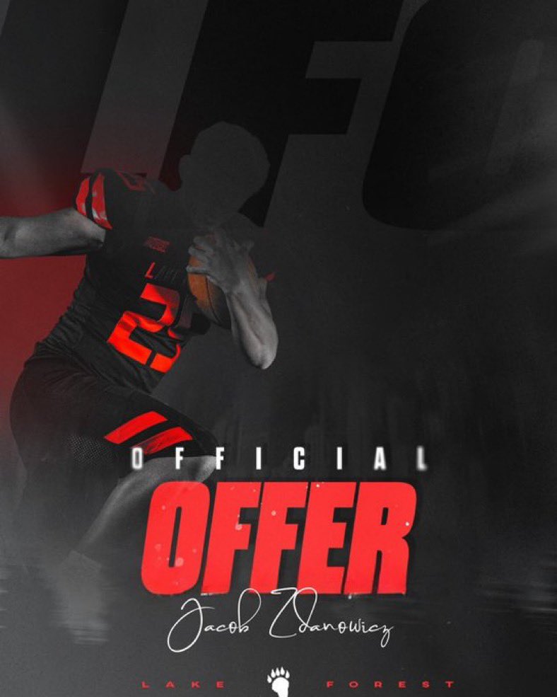 After a great conversation with <a href="/CoachMcMurray5/">Brett McMurray</a> I am blessed and honored to receive an offer from Lake Forest College 
<a href="/LFC_FOOTBALL/">Jim Catanzaro</a> <a href="/LZHSFootball/">LZHS Football</a> <a href="/coachplanz/">Ron Planz</a> <a href="/Tactic_SP/">TacticSP</a> <a href="/LZDCsummers/">Coach Summers</a> <a href="/SaylerJace/">Jace Sayler</a>