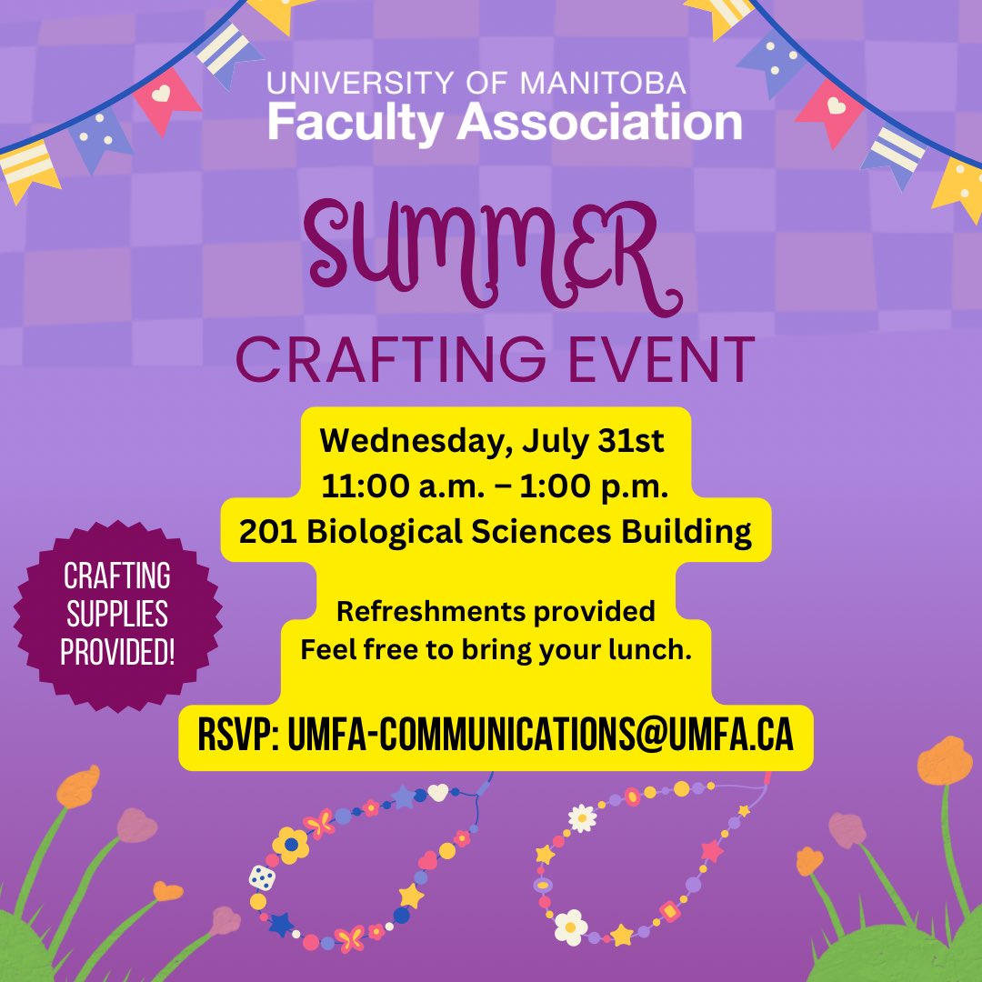 UofM Faculty Assoc. (@umfa_faum) on Twitter photo Hey UMFA Members! It's time to take a creative break, connect with fellow crafters, and dive into your latest projects. The UMFA OCC is holding another summer crafting event on July 31. RSVP: UMFA-communications@umfa.ca. Hey UMFA Members! It's time to take a creative break, connect with fellow crafters, and dive into your latest projects. The UMFA OCC is holding another summer crafting event on July 31. RSVP: UMFA-communications@umfa.ca.
