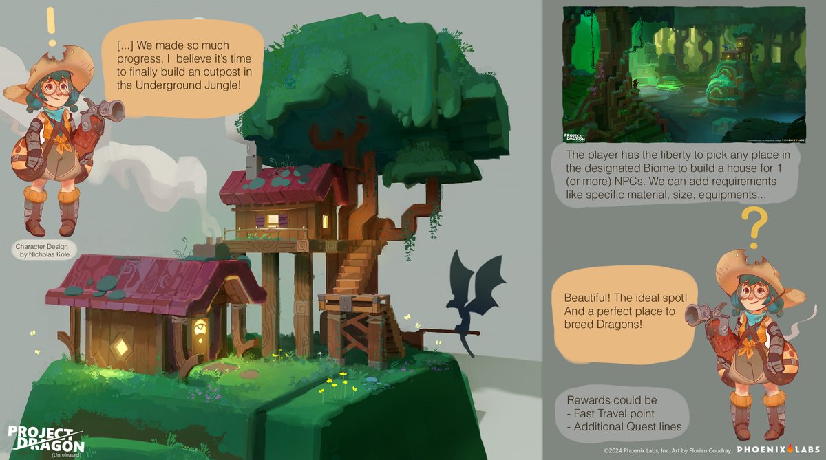 floriancoudray's tweet image. Fun part of the concept art job, very early in production, it that you can be encouraged to come up with general ideas for the game, even stuff like gameplay loops, mechanics, quests, dialogues.. The full world building experience. Project Dragon (unrealesed) - Phoenix Labs