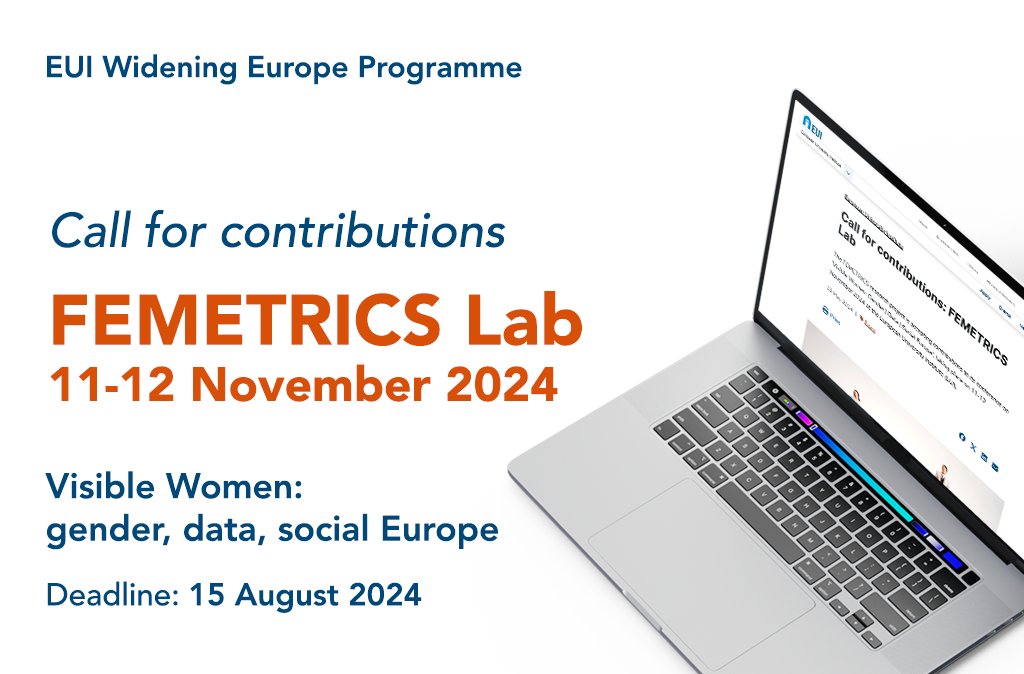 Interested in analysing gender data gaps? 📌 #CfP

Submit your contribution for the FEMETRICS Lab on 'Visible Women: gender, data, social Europe'.

🗓️ 11-12 Nov, EUI
🚨 Must be hosted by an institution in 🇧🇬🇭🇷🇨🇾🇨🇿🇪🇪🇬🇷🇭🇺🇱🇻🇱🇹🇲🇹🇵🇱🇵🇹🇷🇴🇸🇰🇸🇮

⏰ Apply by 15 Aug: loom.ly/qVfyPLY
