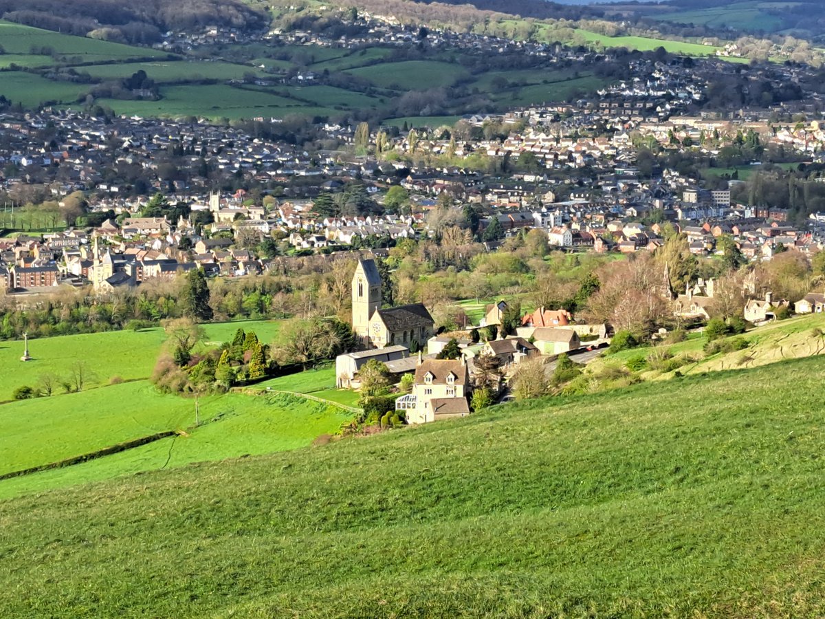 #CotswoldWay Highlight 18 of 20: All Saints church from Selsley Common, with Stroud beyond