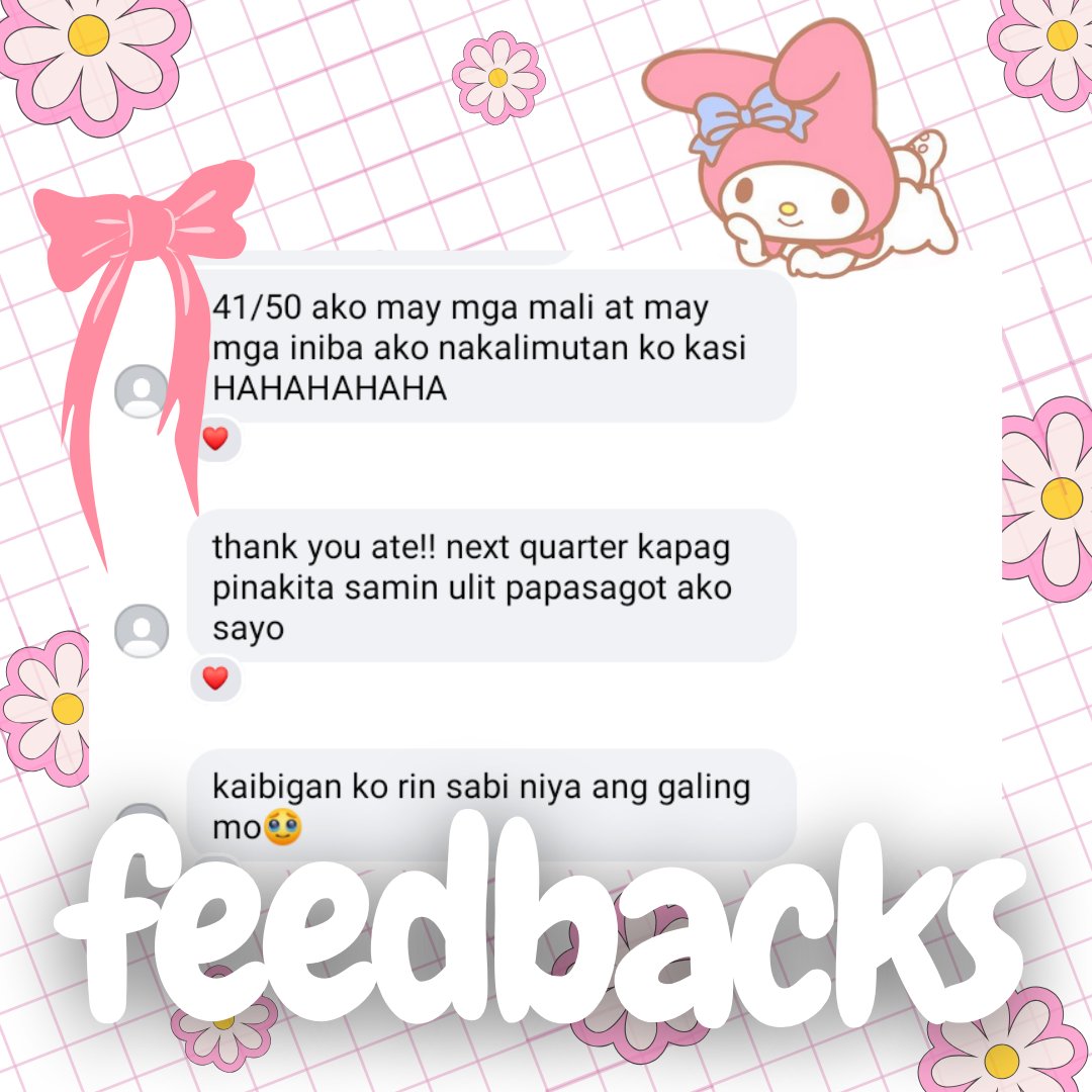 ᯓ★ FEEDBACKS 

providing high quality academic assistance will surely be impossible without my client's satisfaction. to all my regular and new clients, i would like to express my extreme gratitude for your unwavering support and priceless trust in my services. 

#cenfeedb