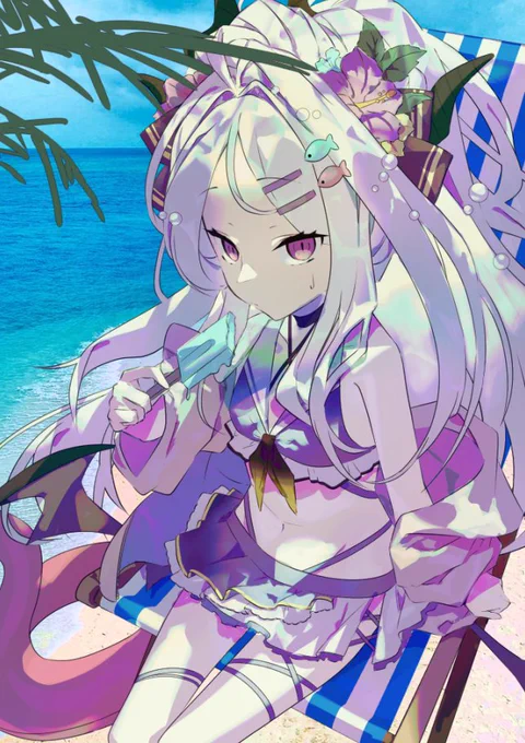 水着ヒナちゃん着彩ラフ眠すぎるから今日はここまで～ 