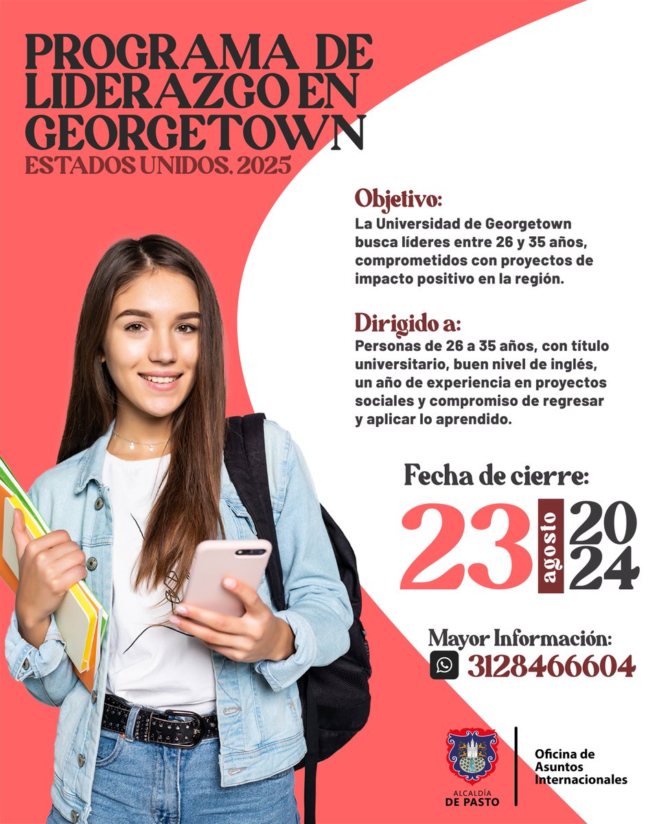 OAIPasto's tweet photo. 📢 ¡Atención líderes emergentes de América Latina! La Universidad de Georgetown ofrece una beca a través del Latin America Leadership Program. 🌎✨ ¡Una oportunidad única para convertirte en un agente de cambio en tu comunidad! #Becas 
Mas info: https://t.co/HoLXSCeDme https://t.co/k6JJ08zHkL