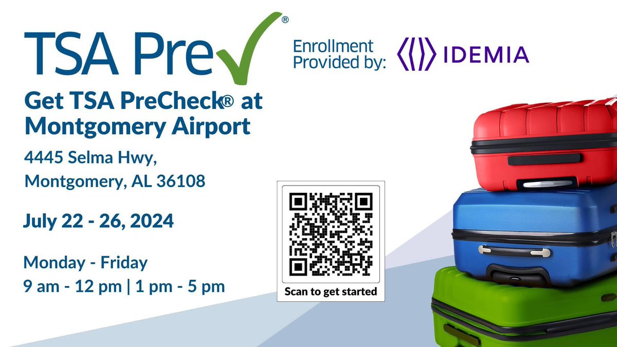 iflymgm's tweet image. We are hosting a #TSA #PreCheck event this week! Register to enroll or renew!