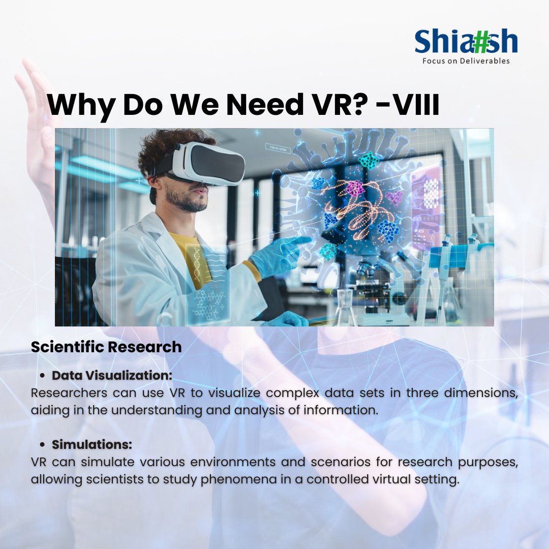 ShiashInfo's tweet photo. Why Do We Need VR? -VIII Scientific Research
Data Visualization
Simulations

#shiashinfosolutions #VR #VirtualReality #technology #3d #threedimension #VRinScience #DataVisualizations #Simulation https://t.co/VG1ur7Xro8