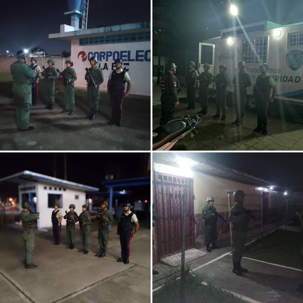 Patrullas mixtas de la #FANB y los OSC permanecen en despliegue de contención activo para garantizar la seguridad, la paz y el sosiego de la población a través de los Cuadrantes de Paz y bajo la supervisión del Ronda Mayor de las guarniciones.

#IntegrarEsVencer