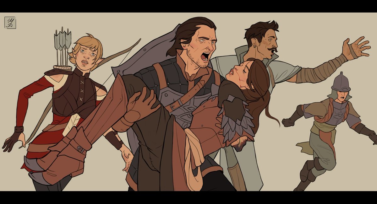 JD8ART's tweet photo. Hell, it was very intense for me. Reliving it all over again and very emotional. Especially catching and listening to every line of the companions. I had to draw something like that. 

#DragonAge #Blackwall #ThomRainier
#Trevelyan #trespasser #DorianPavus #Sera https://t.co/ZAWC9UZSFy