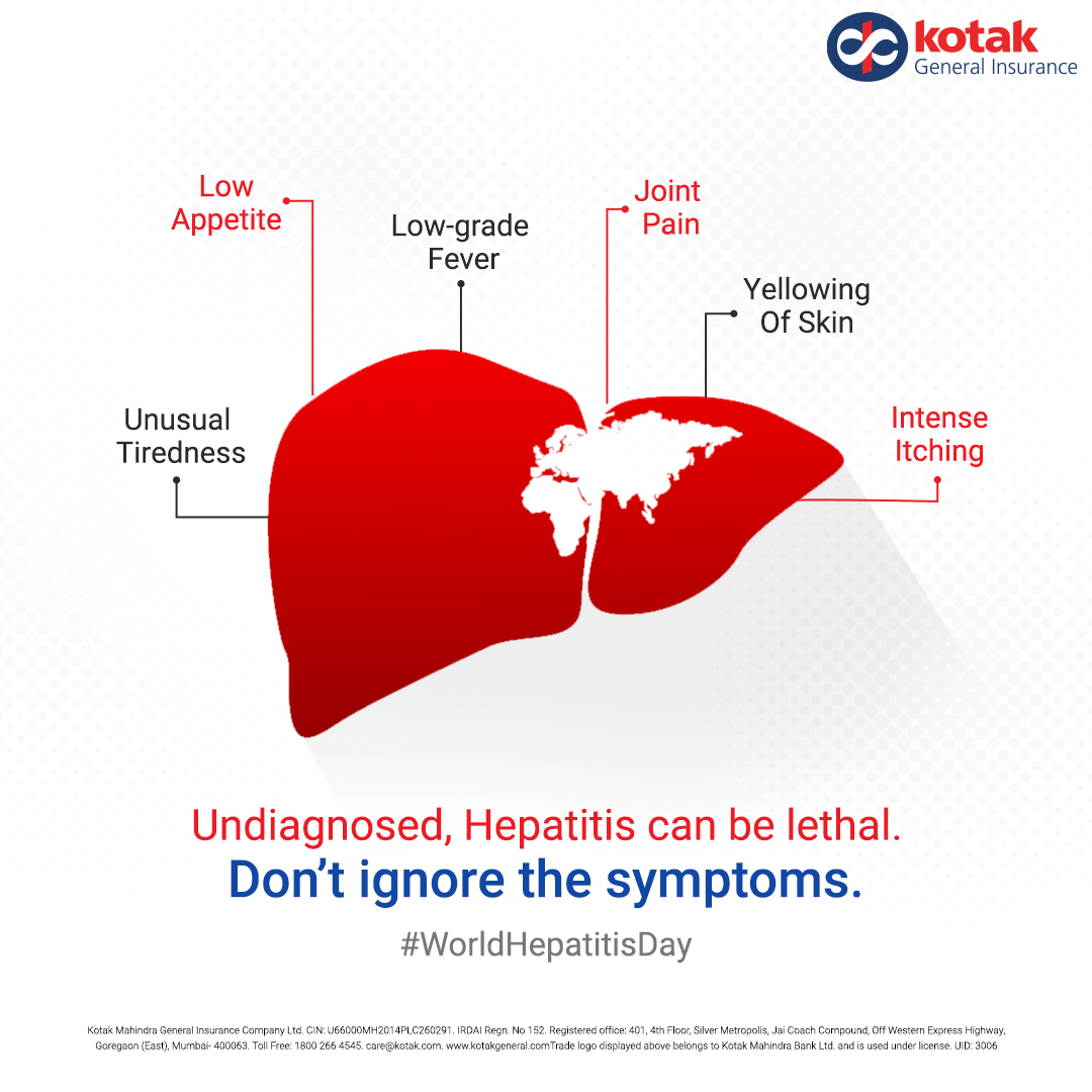 ZurichKotak's tweet image. Early diagnosis is crucial for timely treatment when it comes to #Hepatitis. Don't wait until it's too late. Get tested today to safeguard your health and secure a brighter tomorrow.
 
#WorldHepatitisDay #KotakGeneralInsurance