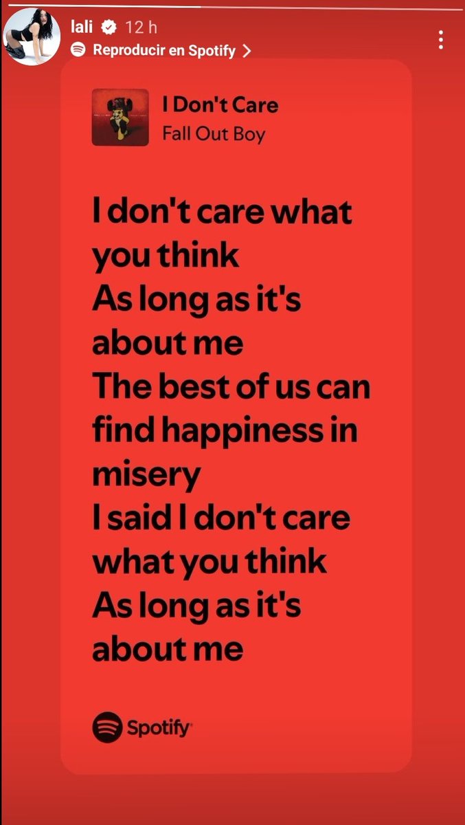 falloutarg_'s tweet photo. 📲|| Lali compartió en sus historias de Instagram las letras de I Don't Care https://t.co/C8tQEZmrmC