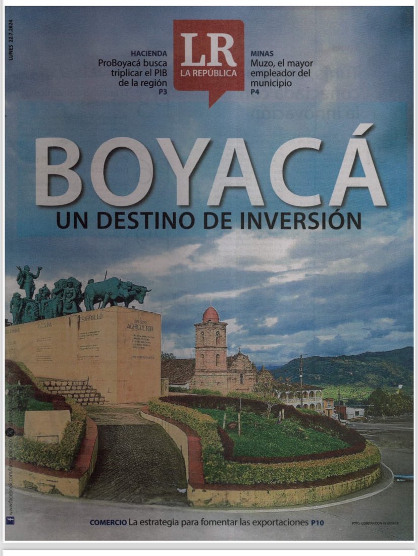 ¡Boyacá, un destino de inversión! 

¿Por qué? Los invito a leer las razones en este especial del diario <a href="/larepublica_co/">Diario La República</a> 

Solo un dato. En esta tierra trabajamos en equipo Gobierno y empresarios con una visión de largo plazo para generar más oportunidades a favor de la gente. Así