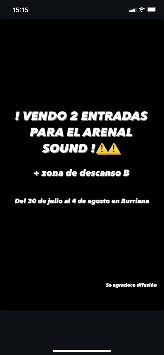 _elenafg_'s tweet photo. ❗️❗️VENDO 2 ENTRADAS PARA EL ARENAL SOUND +  ZONA DE DESCANSO B❗️❗️

Precio negociable 

Se agradece difusión https://t.co/wb4RDc271k