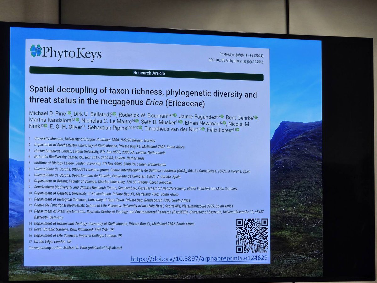 PhytoKeys's tweet image. 🔥 LIVE from #IBC2024!

🌿 At the #Ericaceae session, @PirieMike points at the #Erica special topical collection in our #journal: doi.org/10.3897/phytok… 🔓

@ibc2024 @TheWorldFlora #iambotanist #botany #taxonomy