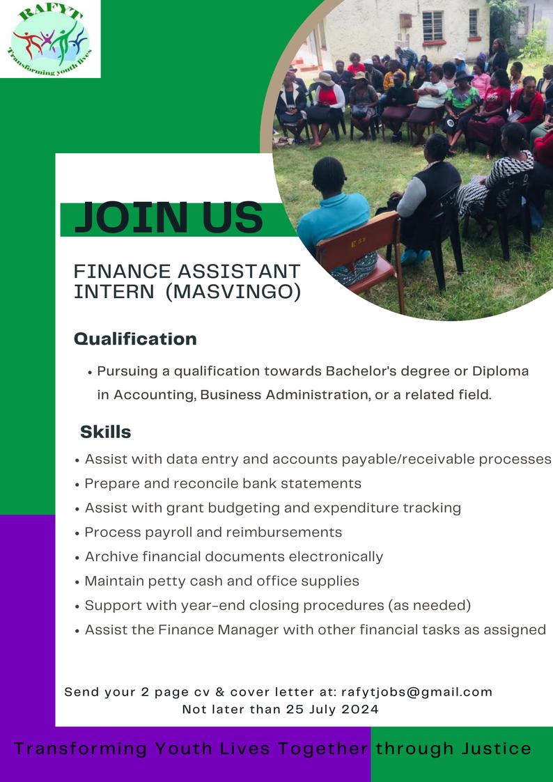 VACANCY: Financial Intern

Unlock your potential, Real Agenda For Youth Transformation is offering  internship opportunities to young leaders who are passionate to drive change. #section194 #youth_said #youthintegrity #youthfortransparency #youthindevelopment #youthinvolvement