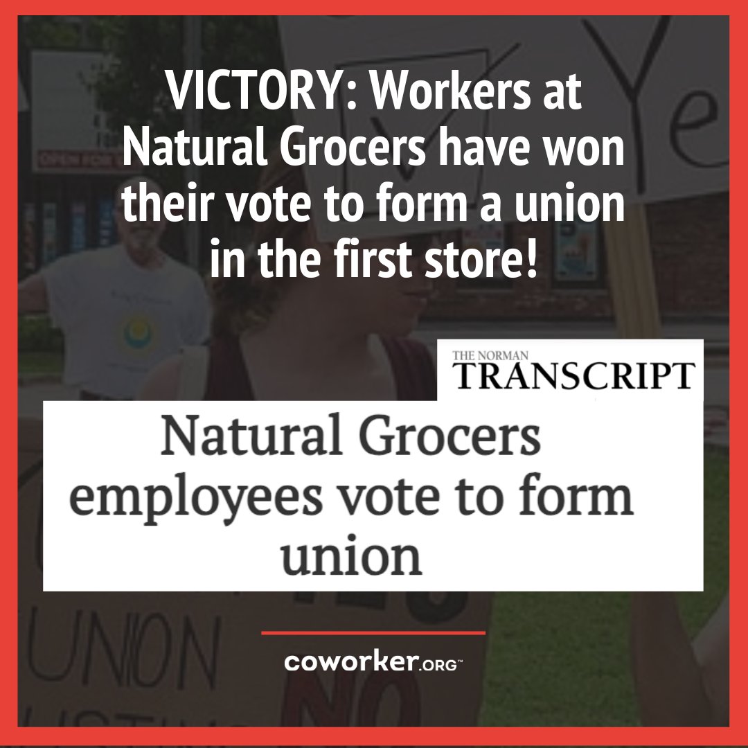 🎉 VICTORY: Workers @naturalgrocers have won their vote to form a union in their first store! Now they’re part of @ufcw’s local 1000 to push this massive publicly listed company for raises, better health care and more. #NGCommunityUnited #NaturalGrocers

freepressokc.com/natural-grocer…