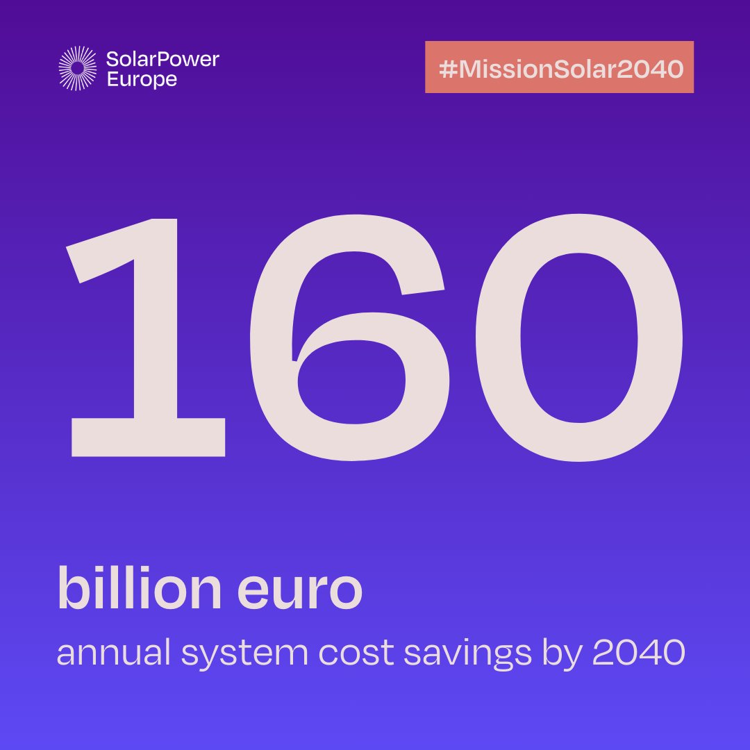 SolarPowerEU's tweet image. More electrification + flexibility = systems savings 🔌

#LetsFlex our energy system to save €160 billion in Europe's energy system costs by 2040 😮

Read our #MissionSolar 2040 report 👇
solarpowereurope.org/insights/thema…