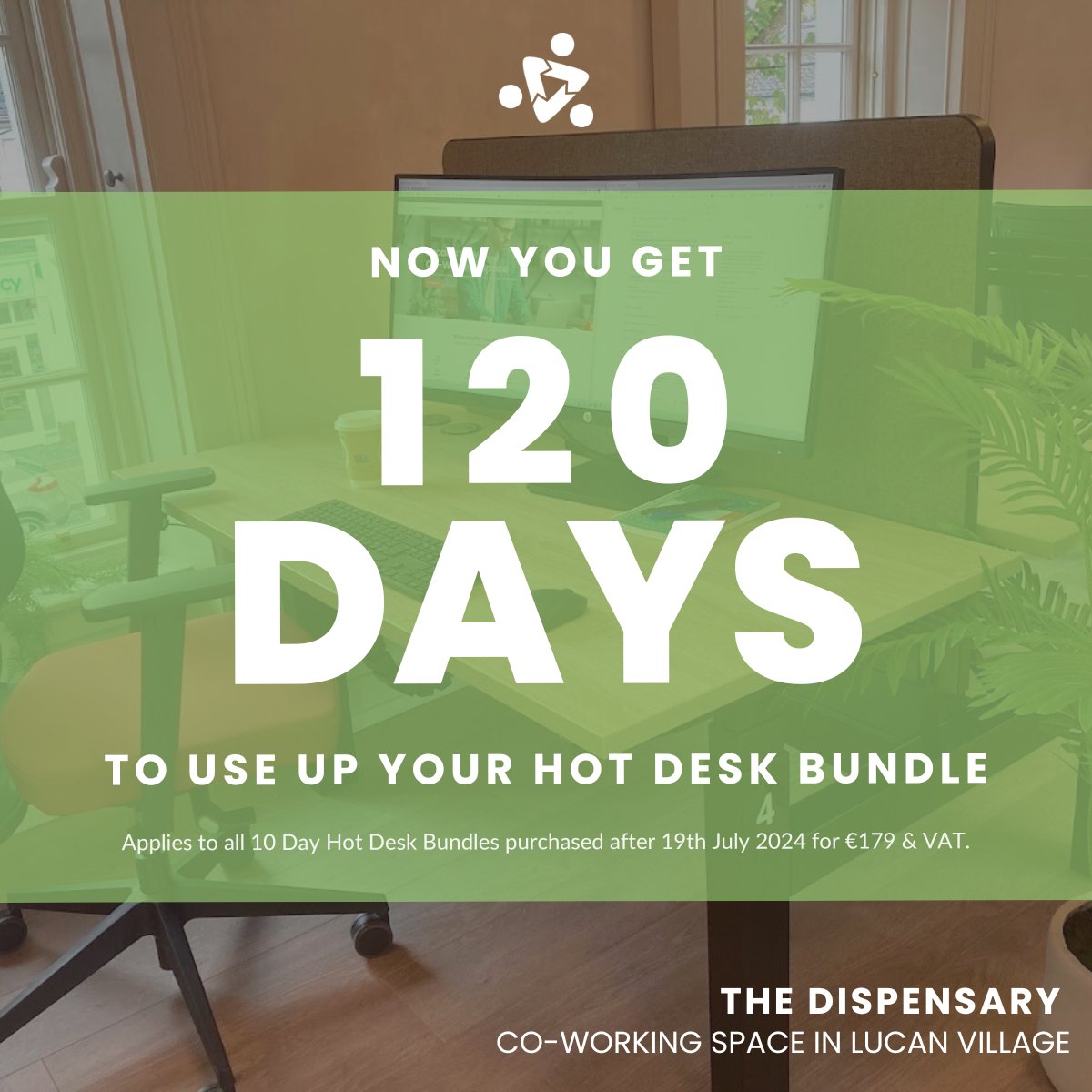 DispensaryLucan's tweet image. Great news! You now have 120 days to enjoy your Hot Desk bundles. Come join our village centre office space and work-near-home with us. 💻 

#worknearhome #coworking #lucan #workspace #hotdesk #village

thedispensary.ie