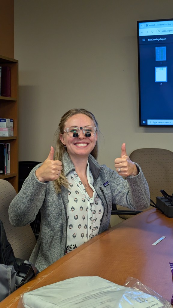 UofLNeurosurg's tweet photo. Look at those specs! Our new PGY-1s, Dr. Eddie Ham &amp; Dr. Elizabeth Bridwell, testing out their new equipment. Soon they will be ready to head into the OR. 
#UofLNeurosurgery #Neurosurgery #Interns #ResidentLife @UofLHealth @UofL @theGrauster https://t.co/ec0DySSXzo