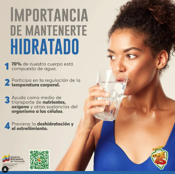 InnVenezuela's tweet photo. #AgarraDato | El agua 💧 es uno de los principales elementos que constituye el cuerpo humano, por lo que es necesario mantener una adecuada hidratación diariamente para garantizar el buen funcionamiento de nuestros órganos.

#GenteDePaz https://t.co/tK4qw52jwa