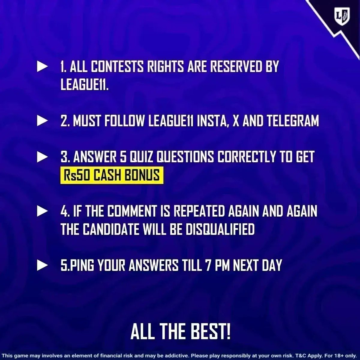 league11_in's tweet image. Wanna win a Cash Prize💸? Answer a simple question and win 🏆,

Please follow the mentioned guidelines in the post before casting your answers

#League11Contest #AnswertheQuestion #GuessPost #WinBigCashPrizes #League11Contest
