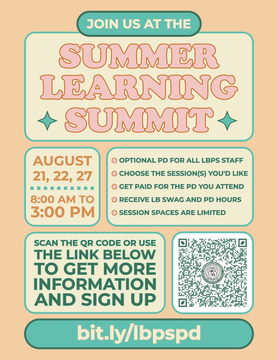 Attention LBPS Staff! Use the link on the flyer to get more information about this great opportunity. #ProfessionalDevelopment