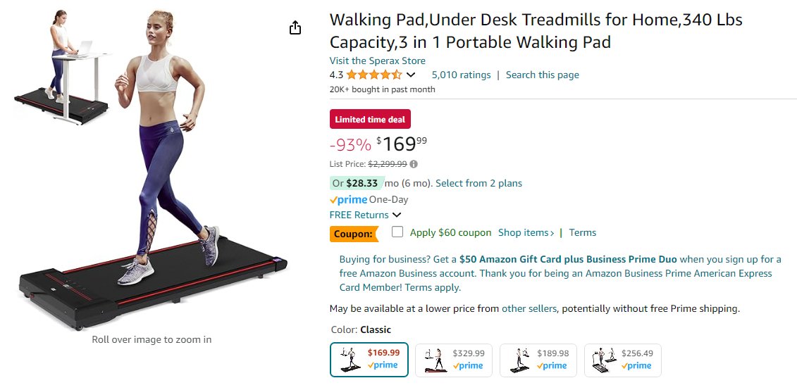 deals998's tweet image. Massive discount on an under desk treadmill plus $60 off coupon!!!

amzn.to/3ybeOGf

#workoutatwork #treadmill #fatass #ad #amazon #booty