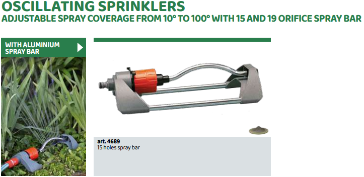 One of our featured products from our Siroflex garden range:-
We offer a range of different sized garden sprinklers, 15 &amp; 19 hole either floor standing or attached to a tripod.