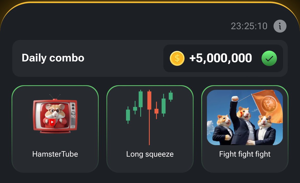 hansterkombatt's tweet photo. Dear Hamster Kombat family.

These are the cards for today's daily combo👇 

Go claim your 5,000,000 coins

Make sure to follow @hansterkombatt

Don't miss out on more updates
#HamsterCEO 
#notcoin 
#Tapswap 
#HAMSTERKOMBAT 
#hamsterkombatcombo https://t.co/voXj3Osqn1