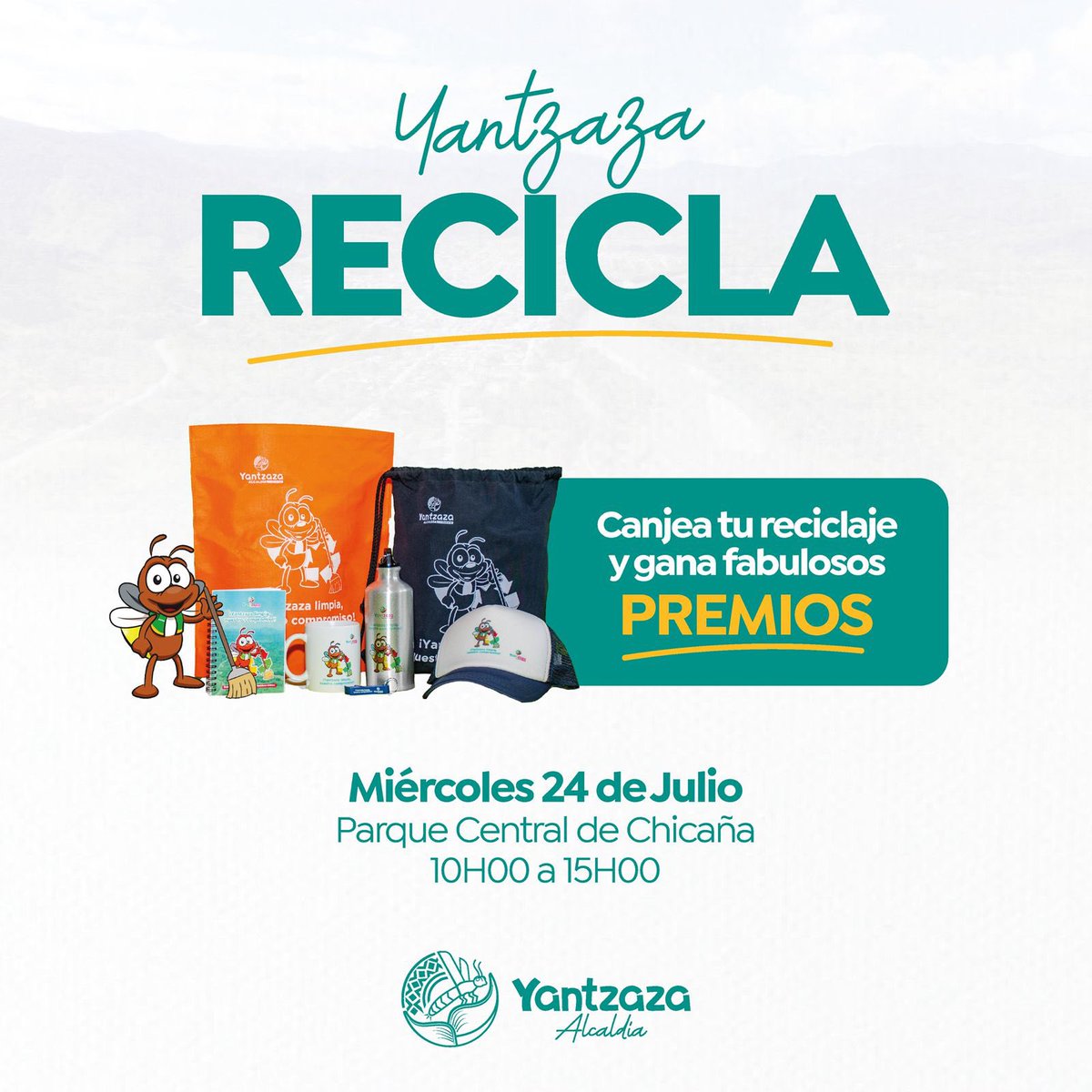 ¡Tu reciclaje viene con premio! 🥳

Este miércoles 24 de julio estaremos en Chicaña para recibir tu reciclaje y entregarte fabulosos premios.

#TiempoDeReciclar ♻️
#MaríaAlcaldesa👏🏼