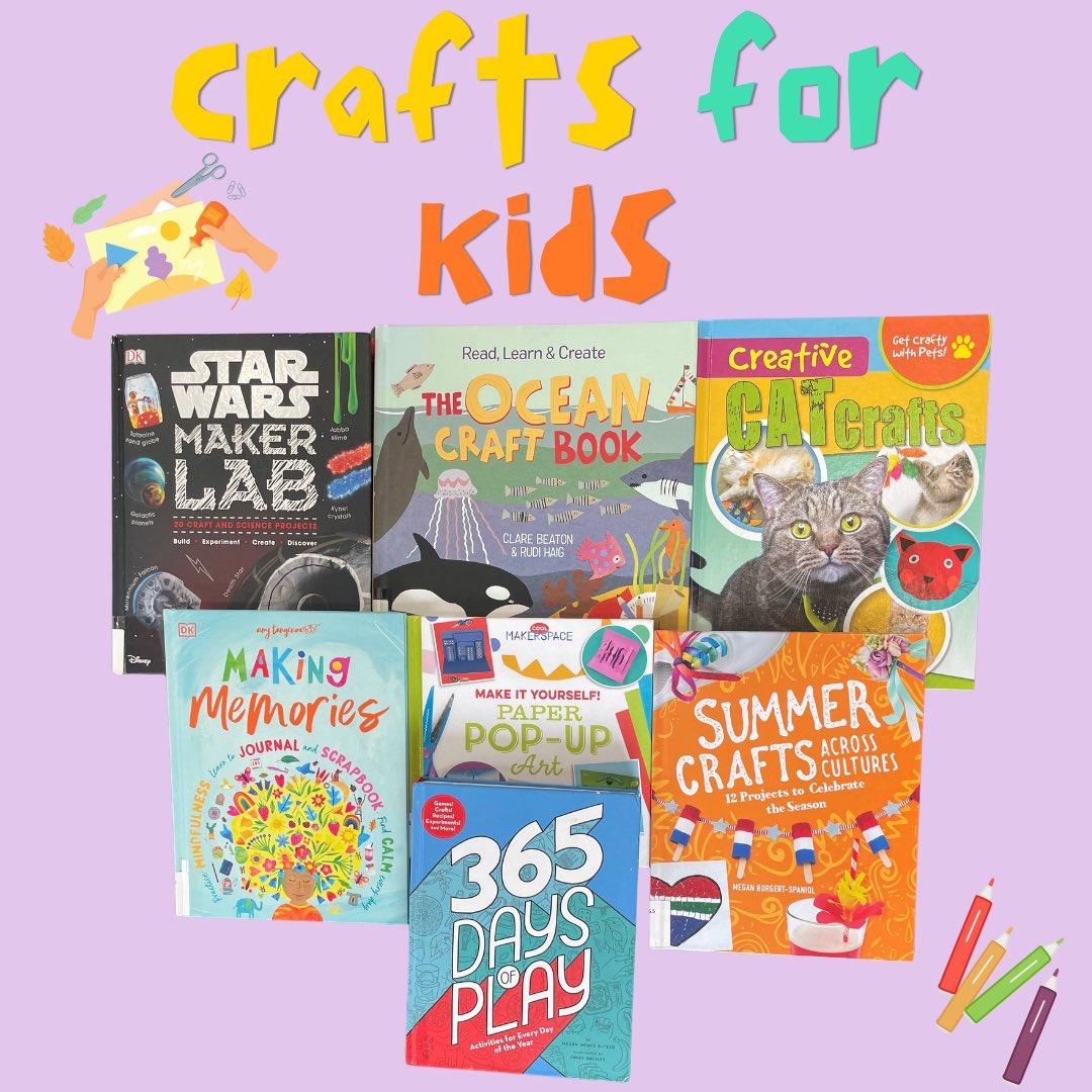 Looking for something fun and creative to do with the kids?!  Check out these books, located in the 700s in the non-fiction section at our branch!
#crafts #artsandcrafts #childrensbooks #librarybooks
