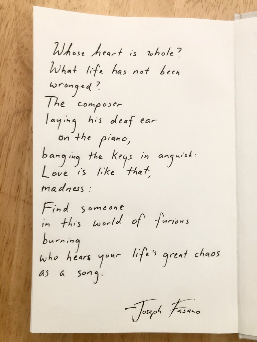 When I come across one of my own books in a bookstore, I sometimes write something in it for the person who will choose it.